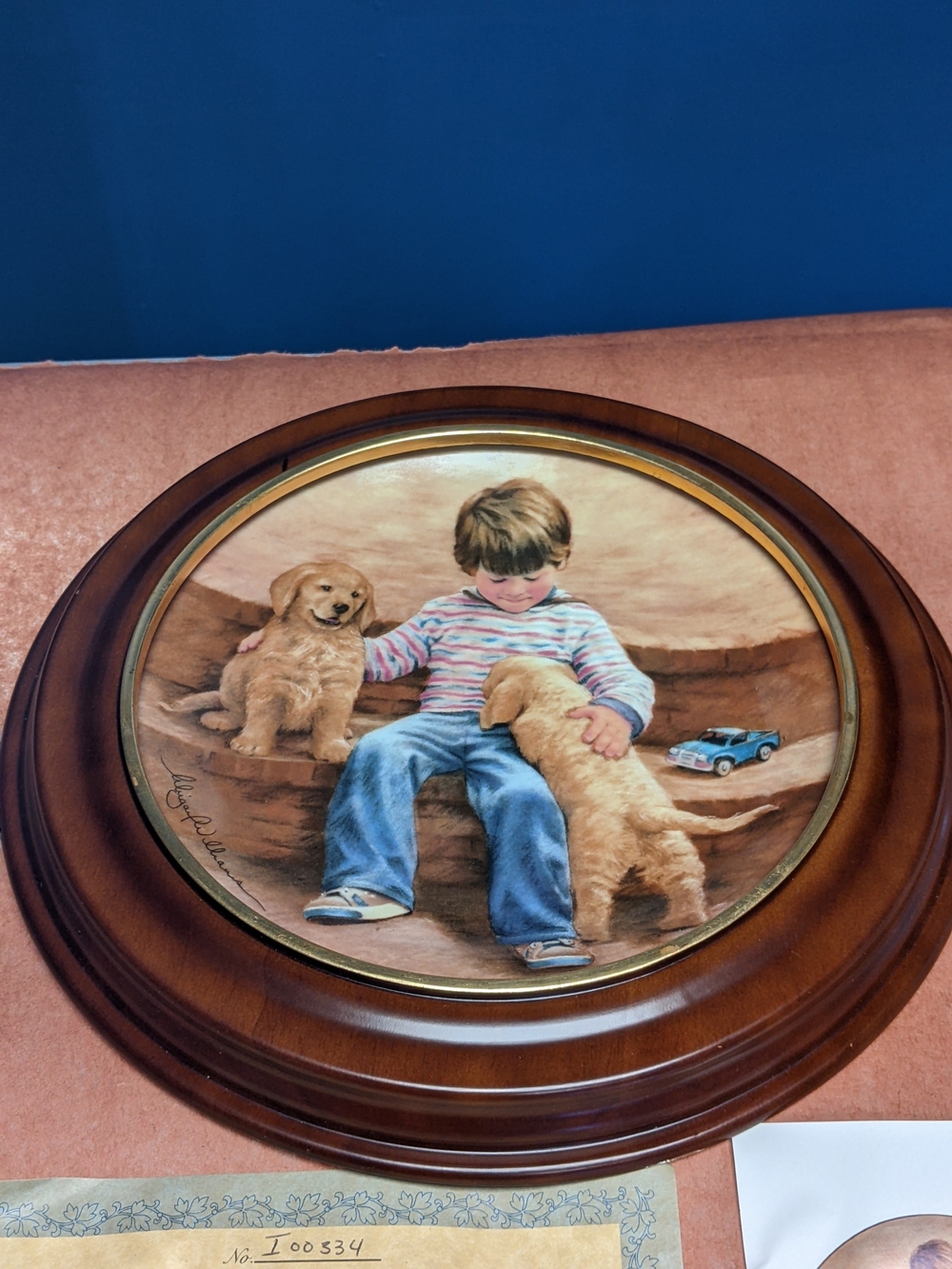 Vintage 1985 Limited Edition Plate " Best Buddies"By Abbie Williams W/Wood Frame